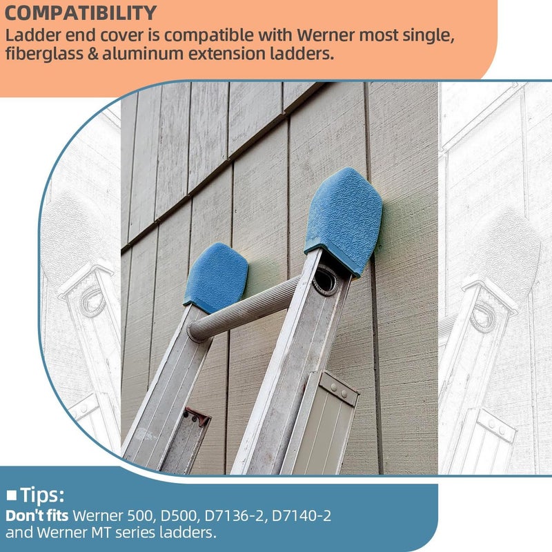 Sconva AC19-2 Extension Ladder Covers Replacement for Werner Fiberglass & Aluminum Extension Ladders, Ladder Bumper Boots Fits for Most Werner Ladders Except 500, D500, D7136-2, D7140-2 & MT Series - 1 Pair - Image 3